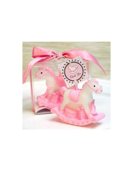 Vela caballo bautizo rosa