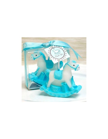 Vela caballo bautizo azul