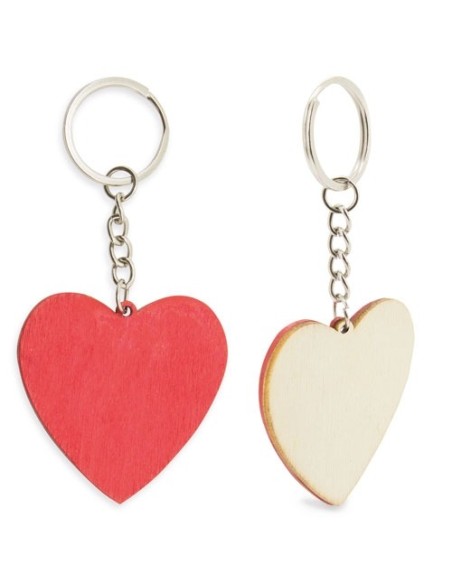 Llavero corazón madera rojo