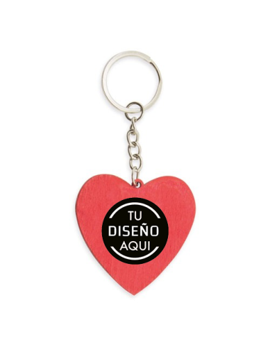 Llavero corazón madera rojo