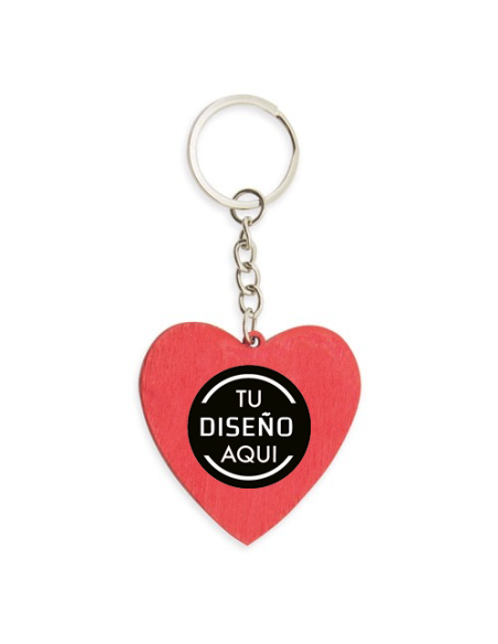 Llavero corazón madera rojo